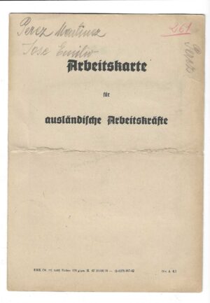 Work permit for a Spanish foreign worker (Arbeitskarte für ausländische Arbeitskräfte)